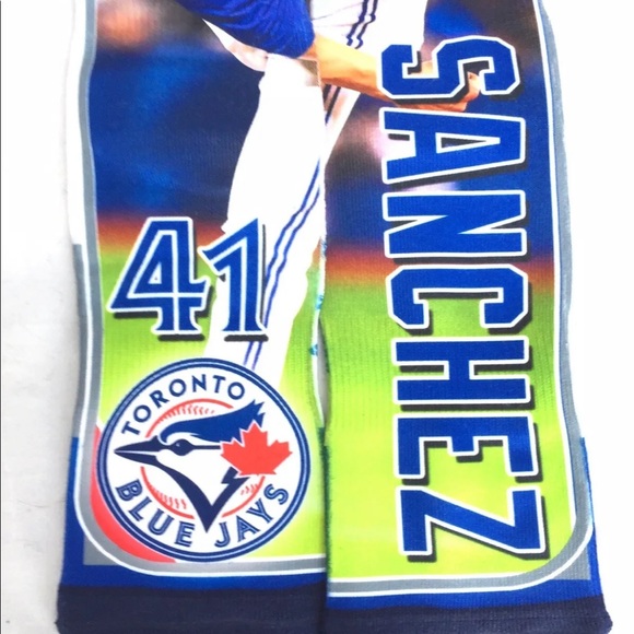 New For Bare Feet Toronto Blue Jays Aaron Sanchez MLB Player Photo Crew Socks M - Picture 6 of 10